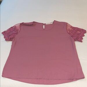 Liberty Love , rose pink with lace sleeves shirt